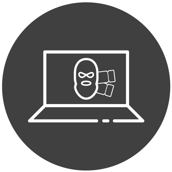 ordenador y máscara de ciberdelincuente